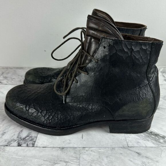 New Area Forte distressed crackle combat handcrafted boots sz 42 Italy - Picture 3 of 13